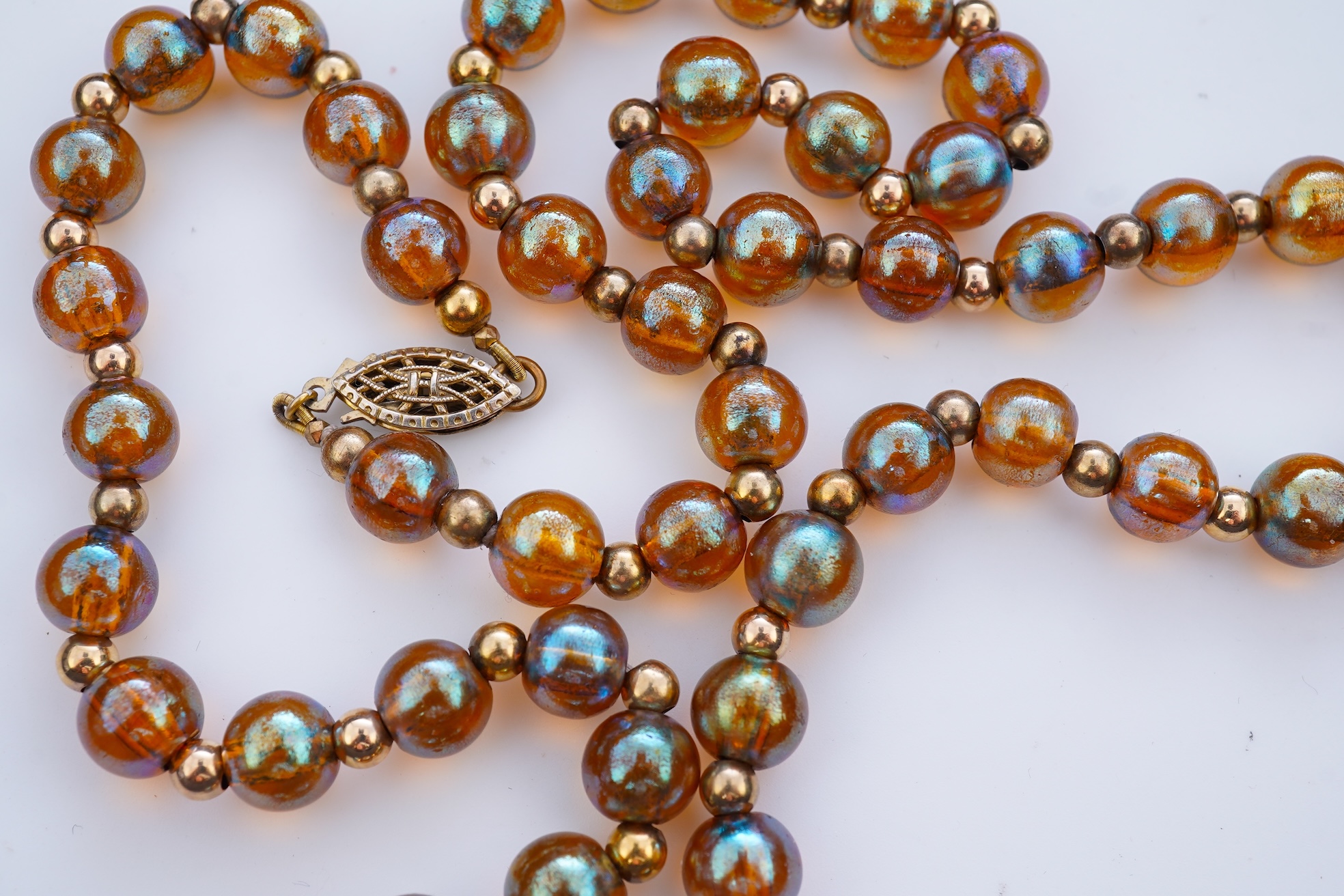 WMF (Wurttembergische Metallwarenfabrik), a 'Myra' glass bead necklace, circa 1930
